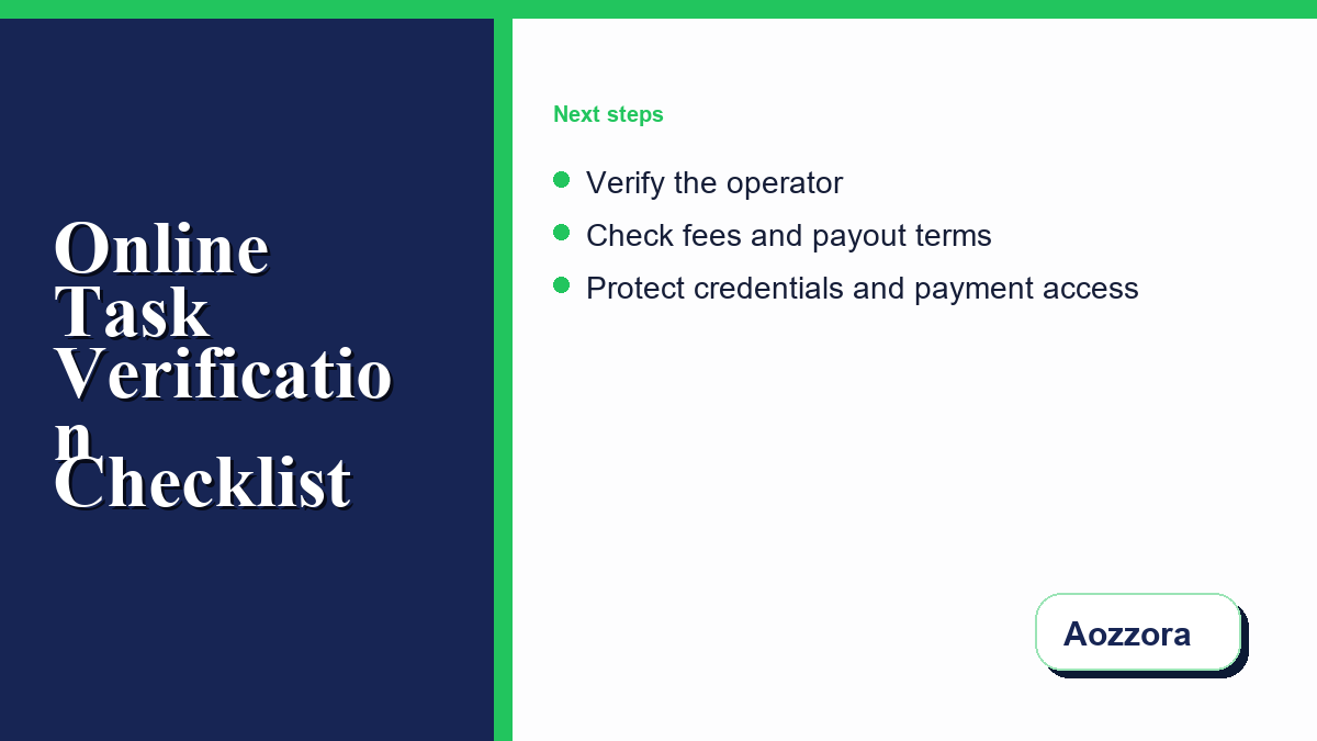 Online task safety decision path covering upfront payments, credential requests, unknown downloads, independent verification, and a stop decision.